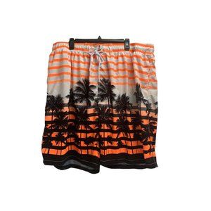 Kailua Surf Mens Size 5X Swim Trunks Shorts Orange Black White Swim Beach Pool W